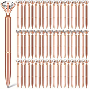 100 Pcs Diamond Pens Crystal Diamond Ballpoint Pen Fancy Cute Pens For Women Bling Metal Ballpoint Pen With Black Ink Office School Supplies, Wedding Bridal Shower Gift (Rose Gold)-FrenzyAfricanFashion.com