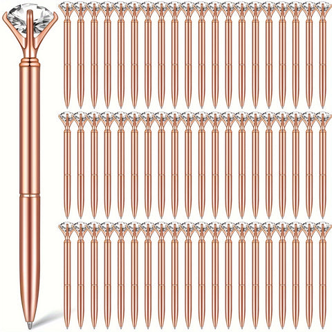 Image of 100 Pcs Diamond Pens Crystal Diamond Ballpoint Pen Fancy Cute Pens For Women Bling Metal Ballpoint Pen With Black Ink Office School Supplies, Wedding Bridal Shower Gift (Rose Gold)-FrenzyAfricanFashion.com