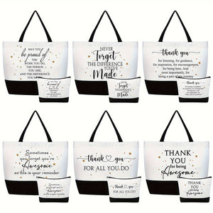 24 pcs 24-Piece Bulk Thank You Canvas Tote Bags for Women, Coworkers, Teachers, Staff - Appreciation Gifts, Makeup Bags-FrenzyAfricanFashion.com