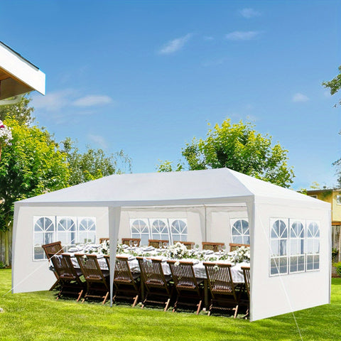 Image of 10'X20' Outdoor Party Tent with 4 Removable Sidewalls, Waterproof Canopy Patio Wedding Gazebo, White-FrenzyAfricanFashion.com