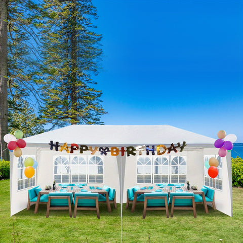 Image of 10'X20' Outdoor Party Tent with 4 Removable Sidewalls, Waterproof Canopy Patio Wedding Gazebo, White-FrenzyAfricanFashion.com