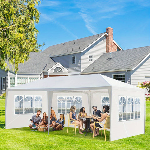 Image of 10'X20' Outdoor Party Tent with 4 Removable Sidewalls, Waterproof Canopy Patio Wedding Gazebo, White-FrenzyAfricanFashion.com