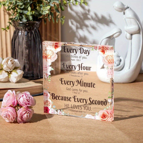 Image of Christian Gifts for Women Men Bible Verses Religious Gifts Faith Christian Gifts Prayer Room Decor for Office Desk Scripture Inspirational Home Decor (Floral)-FrenzyAfricanFashion.com