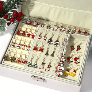 23 Pairs Cute Christmas Earrings Set, Cartoon Santa, Reindeer, Snowflake, Christmas Tree, Snowman Pendant Earrings, Women's Festive Party Jewelry, Perfect Gift for Christmas and New Year, Zinc Alloy, Iron Earwires, All-Season-FrenzyAfricanFashion.com