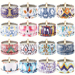 16 Pack Victoria style Scented Candle Gift Set Women's Scented Candle Home Natural Decorative Soy Wax Candle Tin Can Portable Travel Candle Yoga Mother's Day Valentine's Day Birthday Gift suit for father's day.-FrenzyAfricanFashion.com