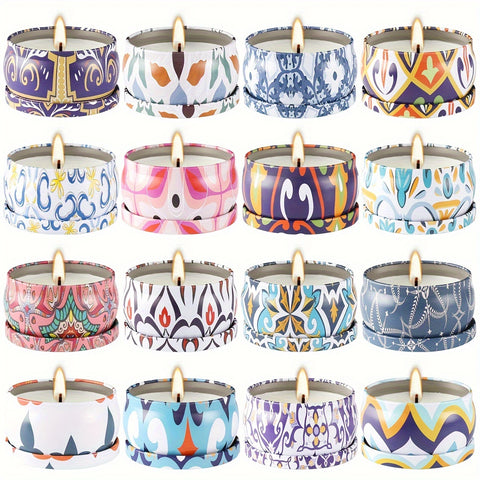 Image of 16 Pack Victoria style Scented Candle Gift Set Women's Scented Candle Home Natural Decorative Soy Wax Candle Tin Can Portable Travel Candle Yoga Mother's Day Valentine's Day Birthday Gift suit for father's day.-FrenzyAfricanFashion.com