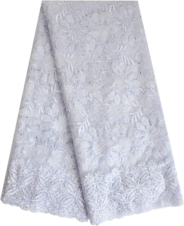 Embroidered Lace Fabric 5yards-FrenzyAfricanFashion.com