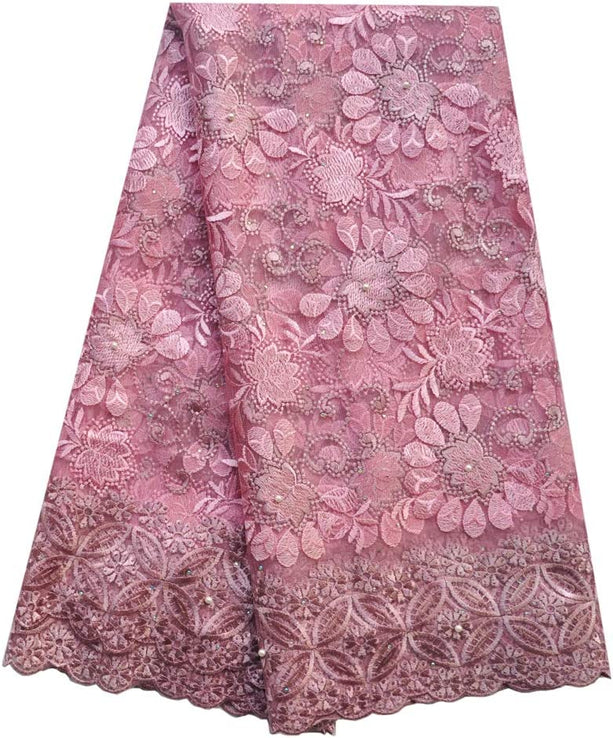 Embroidered Lace Fabric 5yards-FrenzyAfricanFashion.com