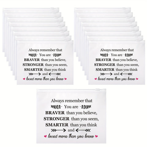 Image of 30pcs Cosmetic Bag Inspirational Gifts For Women You Are Braver Awesome Motivational Quotes Makeup Bag EVA Travel Toiletry Bag With Zipper Encouragement Birthday Christmas Women Gift-FrenzyAfricanFashion.com