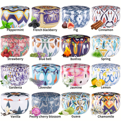 Image of 16 Pack Victoria style Scented Candle Gift Set Women's Scented Candle Home Natural Decorative Soy Wax Candle Tin Can Portable Travel Candle Yoga Mother's Day Valentine's Day Birthday Gift suit for father's day.-FrenzyAfricanFashion.com