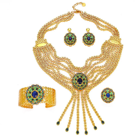 Image of 24k gold-plated cubic zirconia 4pcs bride's women jewelry set-FrenzyAfricanFashion.com