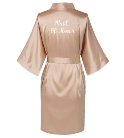 Image of Satin Silk Robes Plus Size Wedding BathRobe Bride Bridesmaid Dress Gown Women Clothing Sleepwear Maid of Honor Rose Gold-FrenzyAfricanFashion.com