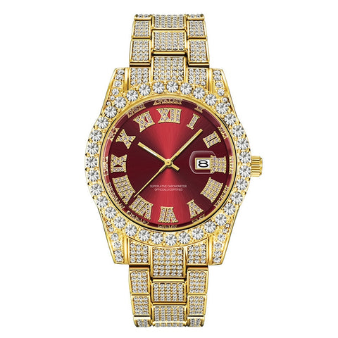 Image of Hip Hop Full Iced Out Mens Watches Luxury Date Quartz Wrist Watches With Micropaved Cubic Zircon Watch For Women Men Jewelry-FrenzyAfricanFashion.com