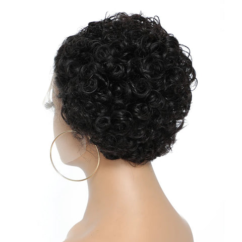 Image of Pixie Cut Wig 99J Color Lace Wig Spring curl Short Bob Human Hair Wig For Women Natural Black Color Blonde Jarin Hair Cheap Wig-FrenzyAfricanFashion.com