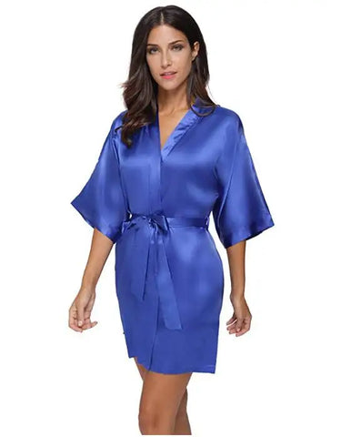 Image of Silk Satin Wedding Bride Bridesmaid Robe Floral Bathrobe Short Kimono Robe Night Robe Bath Robe Fashion Dressing Gown For Women-FrenzyAfricanFashion.com