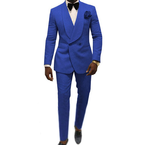 Image of Male Suits Jacket And Pants Chic Groomsmen Tuxedo Jacquard Royal Man Wedding Suit Tailored Expressions Gorgeous Evening Dress-FrenzyAfricanFashion.com