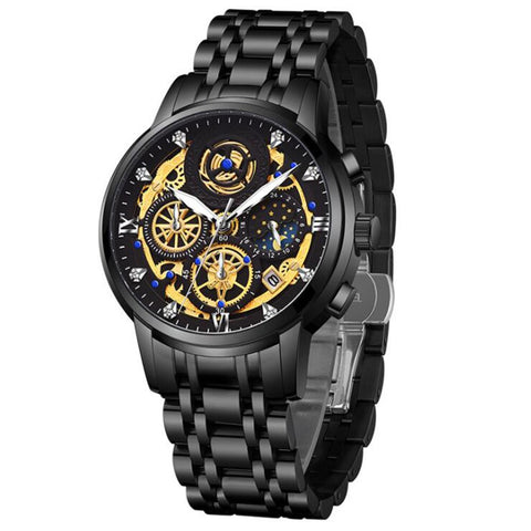 Image of RELOGIOSLAND High Quality Mens Business Quartz Watch With Luminous Pointer Fashion Steel Wirstband Watch-FrenzyAfricanFashion.com