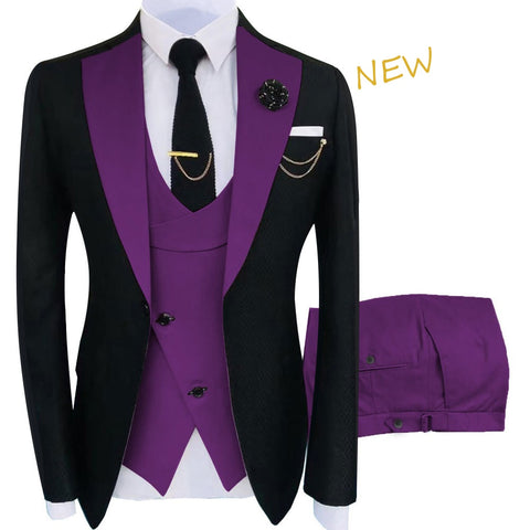 Image of New Costume Homme Popular Clothing Luxury Party Stage Men&#39;s Suit Groomsmen Regular Fit Tuxedo 3 Peice Set Jacket+Trousers+Vest-FrenzyAfricanFashion.com