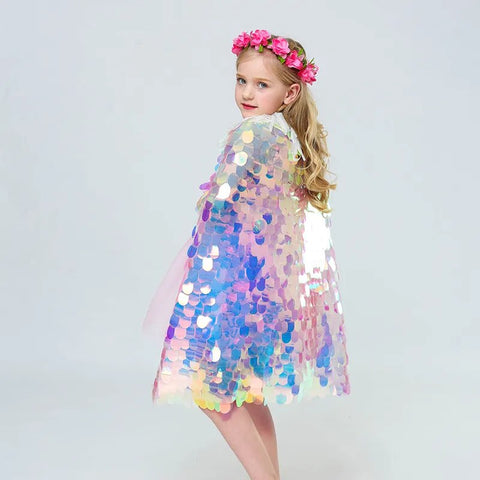 Image of Fashion Glitter Multicolor Sequins Shawl Shiny Girls Cloak-FrenzyAfricanFashion.com