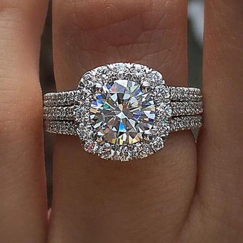 Image of Huitan Trendy Women Rings with Brilliant Cubic Zirconia Luxury Engagement Rings-FrenzyAfricanFashion.com