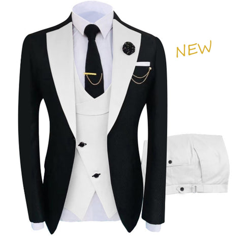 Image of Slim Fit Blazers Groom Suits Men Fashion Wedding( Jacket + Vest + Pants )-FrenzyAfricanFashion.com