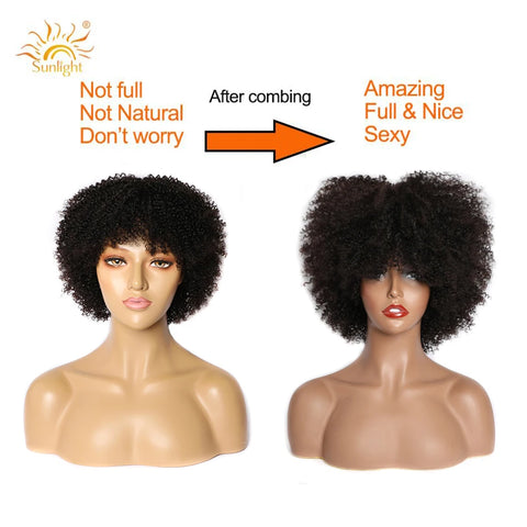 Image of Afro Kinky Curly Wigs Full Brazilian Short Human Wig-FrenzyAfricanFashion.com