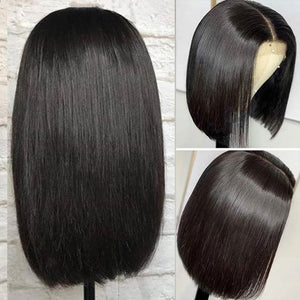 Short Bob T Part Lace Front Wig Human Hair Wigs For Women Brazilian Straight Bob 4X1 13X1 Lace Human Hair Wigs 8-16Inch Lace Wig-FrenzyAfricanFashion.com