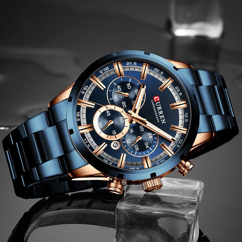 Image of CURREN Men Watch Top Brand Luxury Sports Quartz Mens Watches Full Steel Waterproof Chronograph Wristwatch Men Relogio Masculino-FrenzyAfricanFashion.com