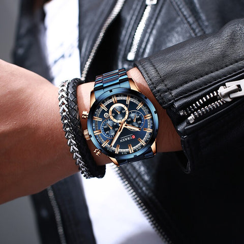 Image of CURREN Men Watch Top Brand Luxury Sports Quartz Mens Watches Full Steel Waterproof Chronograph Wristwatch Men Relogio Masculino-FrenzyAfricanFashion.com