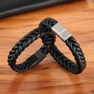 Classic Style New year Gift 6 Options Stainless Steel Leather Men&#39;s Bracelet Multi-color Magnet Buckle DIY Size Custom LOGO Sale-FrenzyAfricanFashion.com