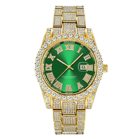 Image of Hip Hop Full Iced Out Mens Watches Luxury Date Quartz Wrist Watches With Micropaved Cubic Zircon Watch For Women Men Jewelry-FrenzyAfricanFashion.com