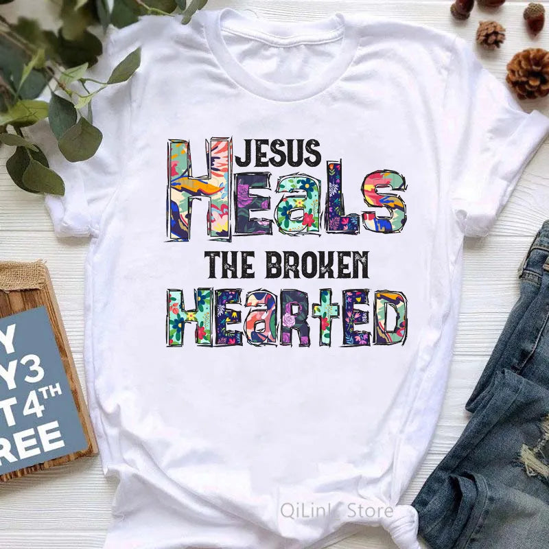 All My Hope Is In Jesus Graphic Print T-Shirt Women-FrenzyAfricanFashion.com