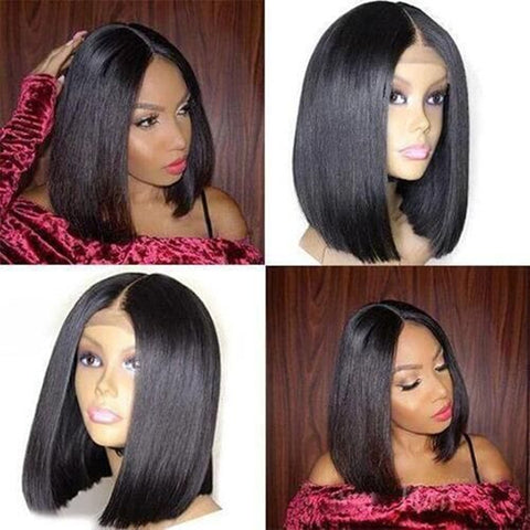 Image of Straight Short Bob Human Hair Wigs Brazilian Ombre Blonde Bob Wig Lace Front Human Hair Wigs Blunt Cut Bob Wigs For Black Women-FrenzyAfricanFashion.com