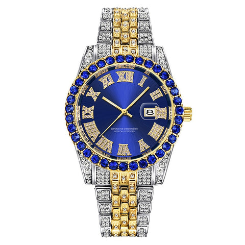 Image of Hip Hop Full Iced Out Mens Watches Luxury Date Quartz Wrist Watches With Micropaved Cubic Zircon Watch For Women Men Jewelry-FrenzyAfricanFashion.com