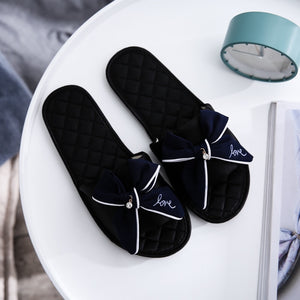 Women Indoor Silk Slippers Butterfly-knot Bowtie Light Comfy Flats Open Toe Home Slides House Causal Fashion Cute Shoes Ladies-FrenzyAfricanFashion.com
