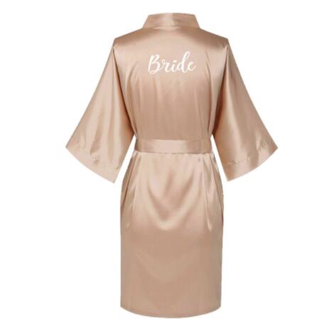 Image of Satin Silk Robes Plus Size Wedding BathRobe Bride Bridesmaid Dress Gown Women Clothing Sleepwear Maid of Honor Rose Gold-FrenzyAfricanFashion.com