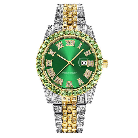 Image of Hip Hop Full Iced Out Mens Watches Luxury Date Quartz Wrist Watches With Micropaved Cubic Zircon Watch For Women Men Jewelry-FrenzyAfricanFashion.com