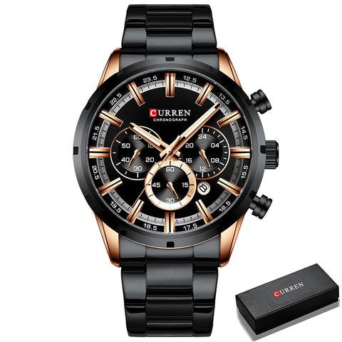 Image of CURREN Men Watch Top Brand Luxury Sports Quartz Mens Watches Full Steel Waterproof Chronograph Wristwatch Men Relogio Masculino-FrenzyAfricanFashion.com