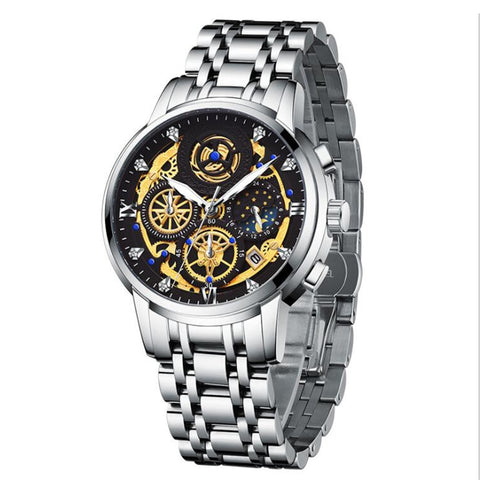 Image of RELOGIOSLAND High Quality Mens Business Quartz Watch With Luminous Pointer Fashion Steel Wirstband Watch-FrenzyAfricanFashion.com