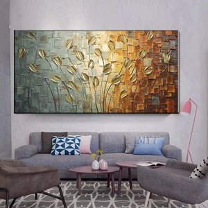 Nordic Art Abstract Leaves Flowers Oil Painting on Canvas Wall Art Posters Prints Wall Pictures for Living Room Home Cuadros-FrenzyAfricanFashion.com