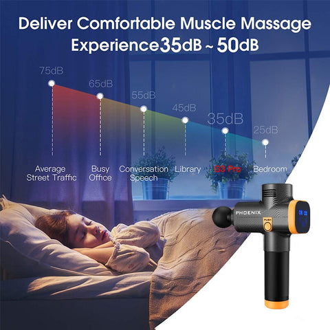 Image of Percussion Massage Gun Phoenix a2 Silver Body Massager Electric 6 Heads Pistol Massager Phoenix MG49127-FrenzyAfricanFashion.com