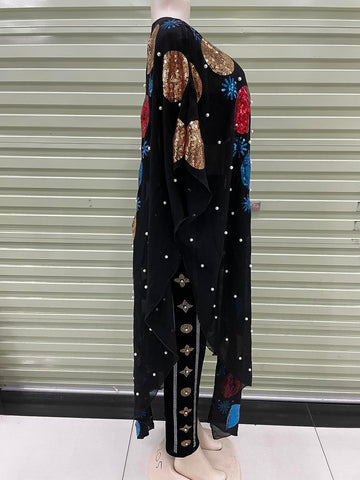 Image of New Style African Women's Clothing Dashiki Abaya Fashion Sequins Loose Dress Free Size One Piece-FrenzyAfricanFashion.com