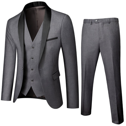 Image of Wedding Eveing Dress 3 Pieces Jacket+Pants+Vest Men Suit Set Slim Fit Tuxedo Male Blazer Customized British Style Bride Clothing-FrenzyAfricanFashion.com