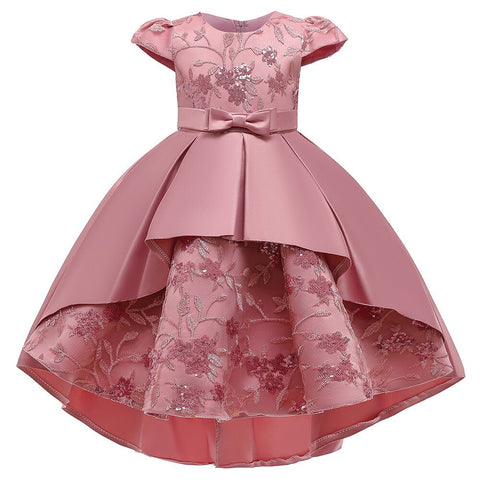 Image of Girl clothes trail wedding dress for Girls Dresses Princess birthday party bow tutu costume-FrenzyAfricanFashion.com