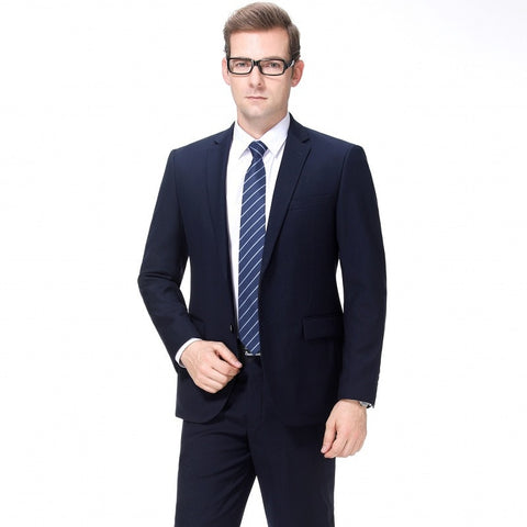 Image of Spring And Autumn High Quality 3Piece Bride Dress Slim Fit Wedding Evening Men Vest Suit Classic Solid Blue Formal Male Blazer-FrenzyAfricanFashion.com