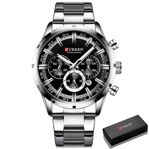 Image of CURREN Men Watch Top Brand Luxury Sports Quartz Mens Watches Full Steel Waterproof Chronograph Wristwatch Men Relogio Masculino-FrenzyAfricanFashion.com