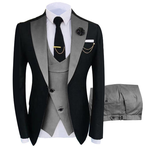 Image of New Costume Homme Popular Clothing Luxury Party Stage Men&#39;s Suit Groomsmen Regular Fit Tuxedo 3 Peice Set Jacket+Trousers+Vest-FrenzyAfricanFashion.com