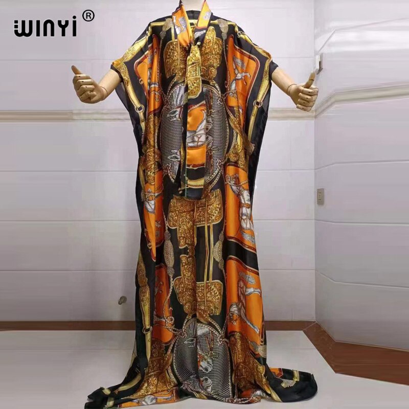 Fancy Abaya Dress Women Print Bohemia Hijab Loose Muslim dress-FrenzyAfricanFashion.com