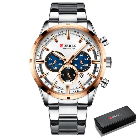 Image of CURREN Men Watch Top Brand Luxury Sports Quartz Mens Watches Full Steel Waterproof Chronograph Wristwatch Men Relogio Masculino-FrenzyAfricanFashion.com