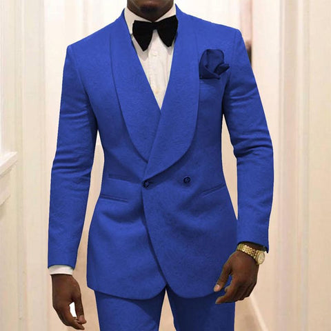 Image of Male Suits Jacket And Pants Chic Groomsmen Tuxedo Jacquard Royal Man Wedding Suit Tailored Expressions Gorgeous Evening Dress-FrenzyAfricanFashion.com